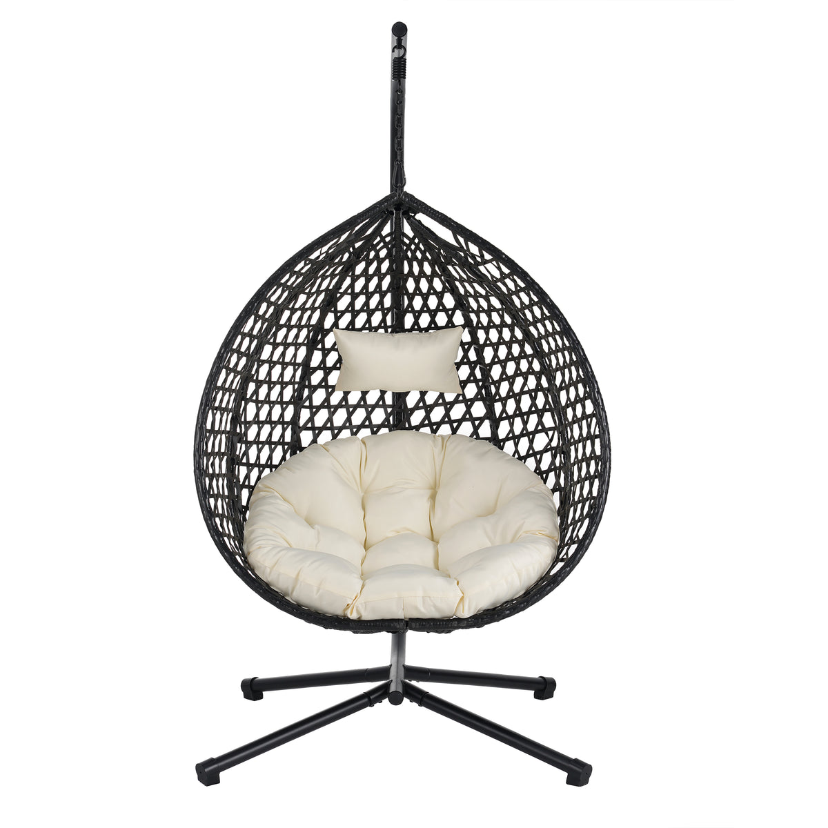 variant-group:rf-n711p255131a|Roomfitters Versatile Hanging Egg Chair for Indoor and Outdoor Use, Black+Beige