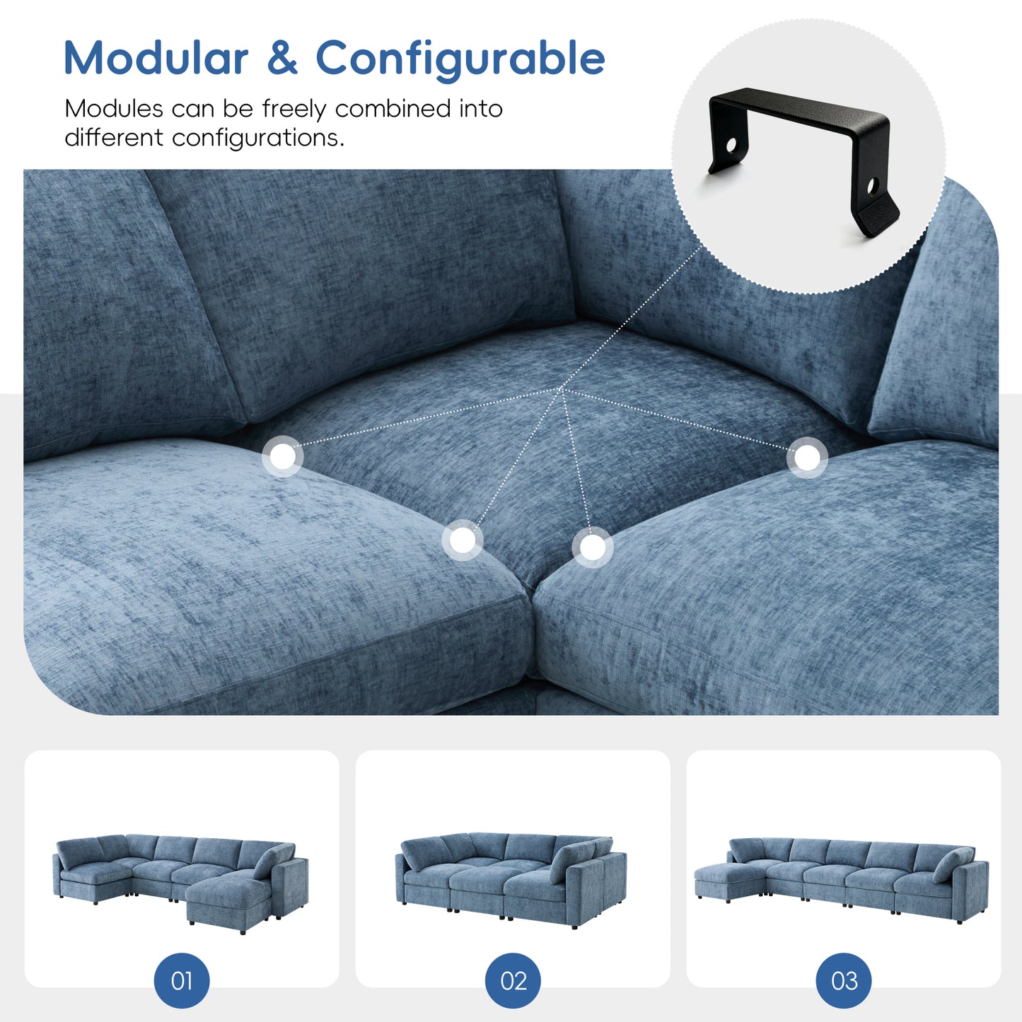variant-group:rf-n723s9792k|Roomfitters 129 Inch Oversized U-Shaped Modular Sectional Sofa, Large Upholstered Living Room Seating Couch Furniture, Blue