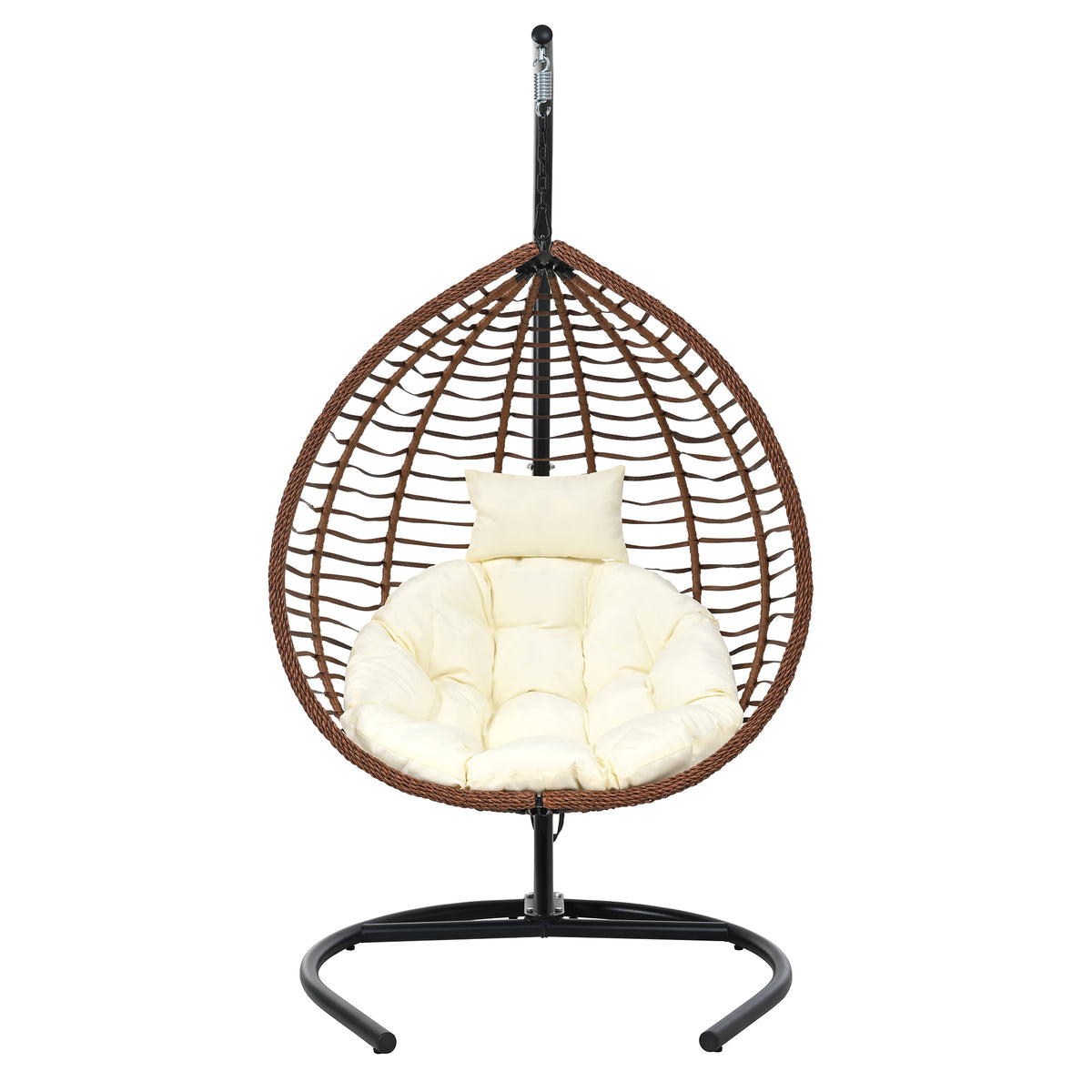 variant-group:rf-n711p389502k|Roomfitters Indoor Outdoor Hanging Egg Hammock Chair with Stand, Wicker Rattan Swing for Patio and Bedroom, Brown+Beige