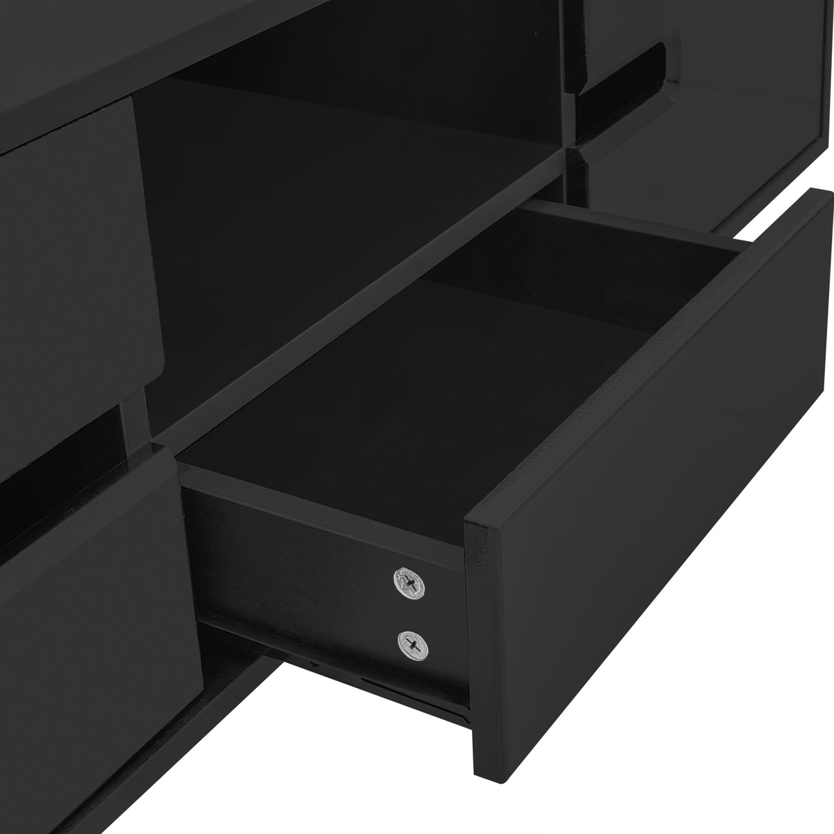 variant-group:rf-n724p294656b|Roomfitters Modern Glossy Coffee Table with Storage Space and Light Accent, Rectangle Center Table for Living Room, Black
