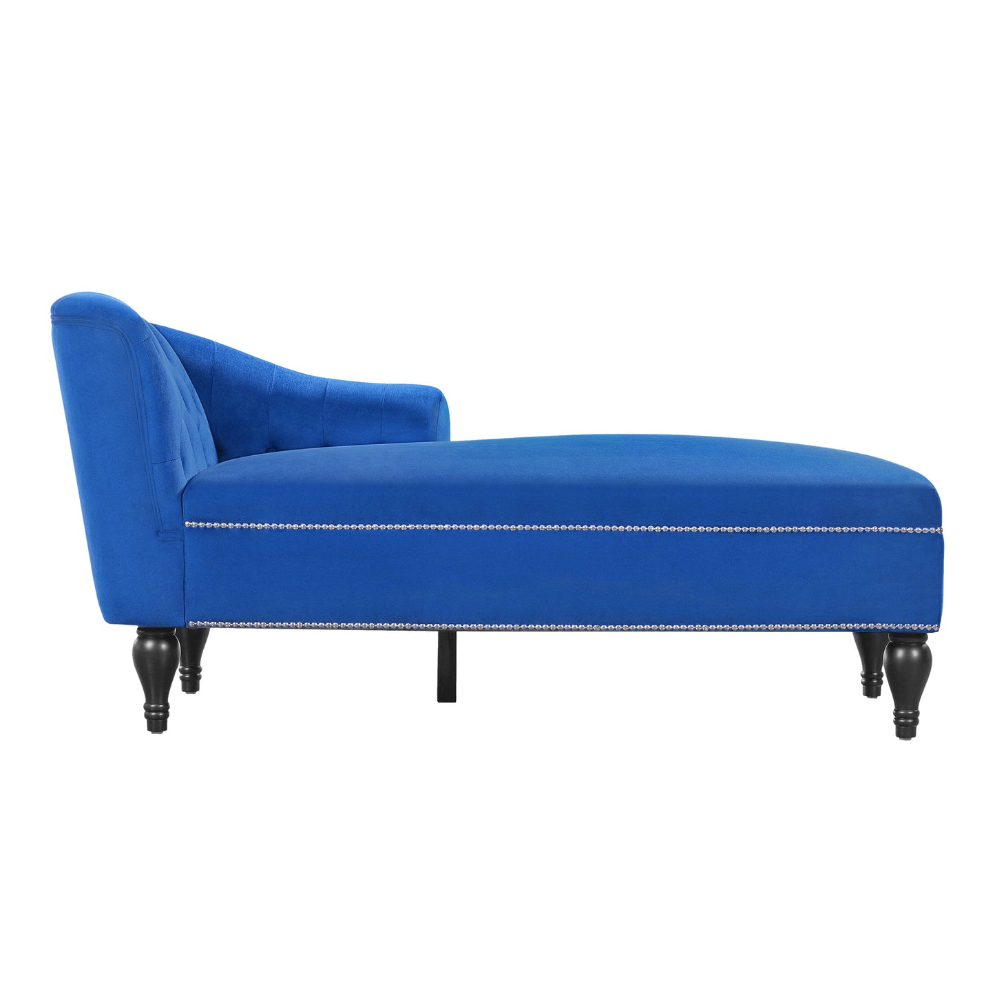 Roomfitters 58 Inch Fainting Couch, Velvet Upholstered Chaise Lounge Sofa with Button-Detailed Back & Nailhead Trim, Blue Roomfitters