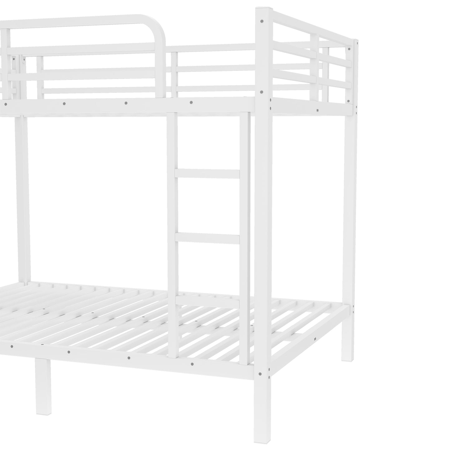 variant-group:rf-w1580p329015|Roomfitters Metal Full Over Full Bunk Bed Frame with Ladder & Safety Rail, Durable Space-Saving Design, White