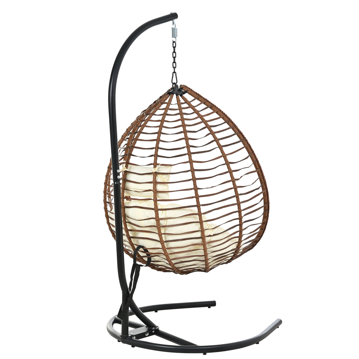 variant-group:rf-n711p389502k|Roomfitters Indoor Outdoor Hanging Egg Hammock Chair with Stand, Wicker Rattan Swing for Patio and Bedroom, Brown+Beige
