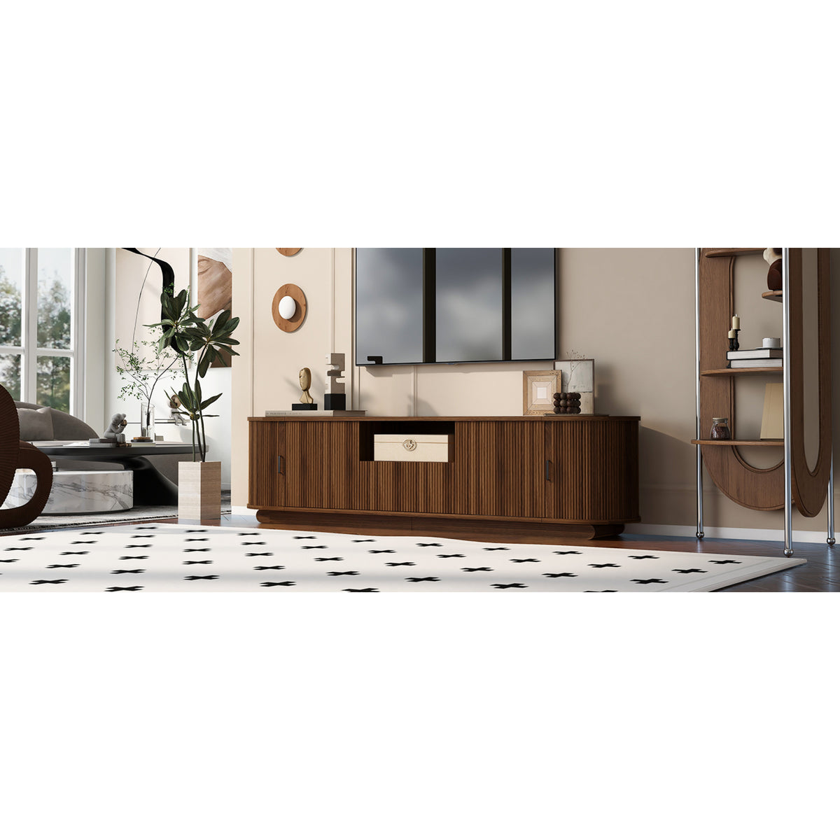 variant-group:rf-n724p420628d|Roomfitters American Style TV Stand Console with Hidden Sliding Doors, Antique Brown