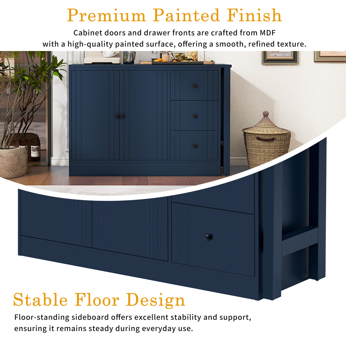 variant-group:rf-n711p334768v|Roomfitters Extendable Sideboard Buffet Cabinet with Storage, Multifunctional Console Table for Dining Room, Navy Blue