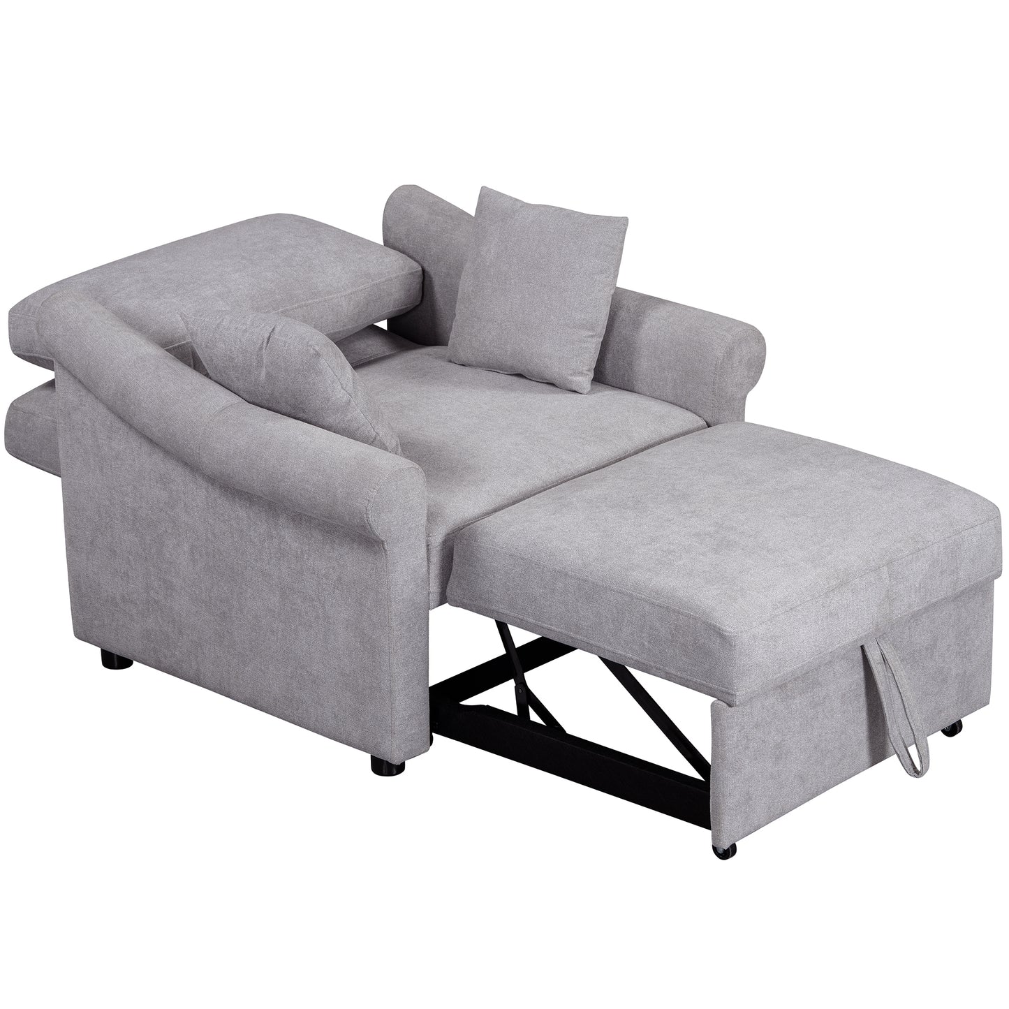 variant-group:rf-n701bs701p468429e|Roomfitters Chenille Convertible Sleeper Chair, 3 in 1 Single Sofa Bed Lounger, Adjustable Backrest Pull Out Bed, Gray