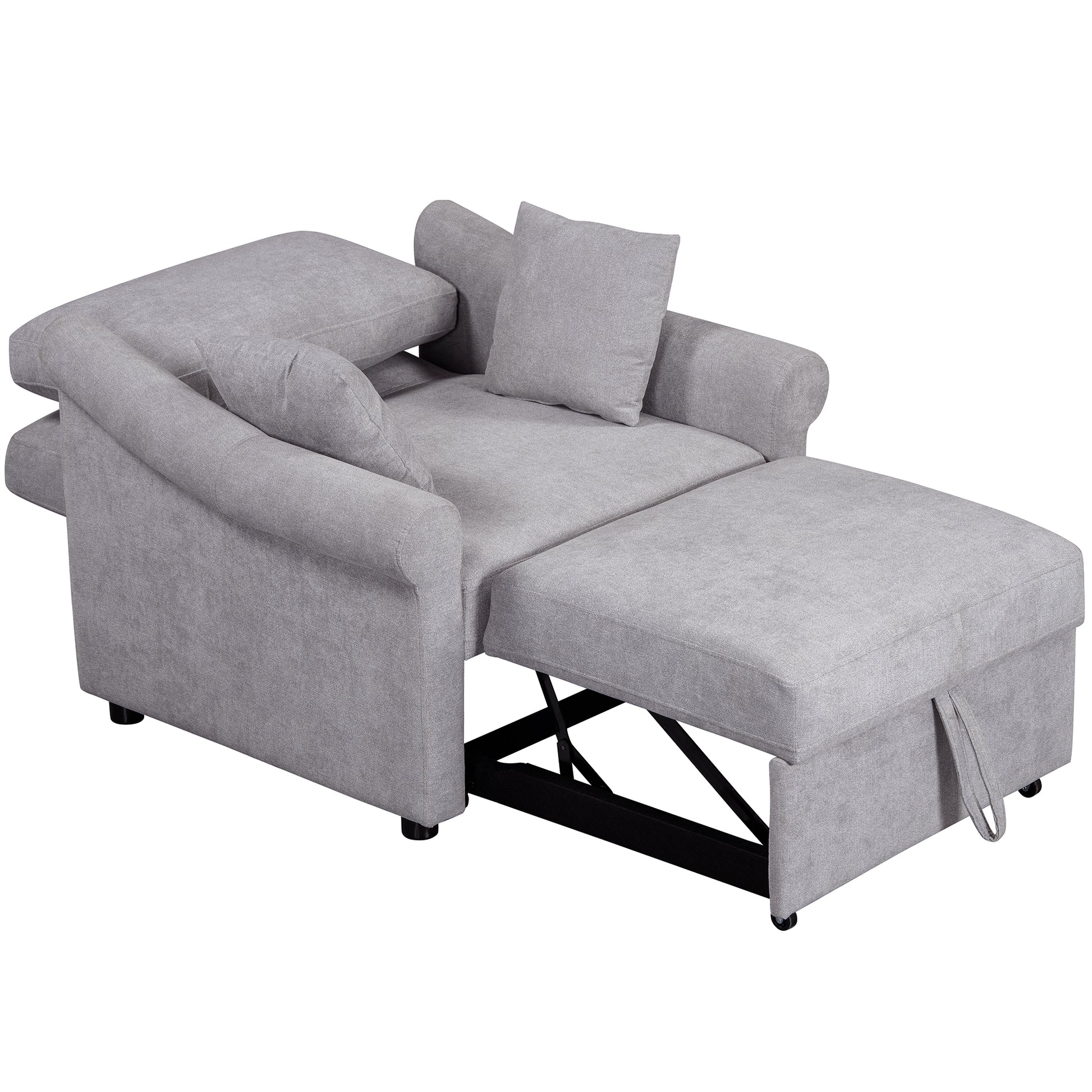 variant-group:rf-n701bs701p468429e|Roomfitters Chenille Convertible Sleeper Chair, 3 in 1 Single Sofa Bed Lounger, Adjustable Backrest Pull Out Bed, Gray