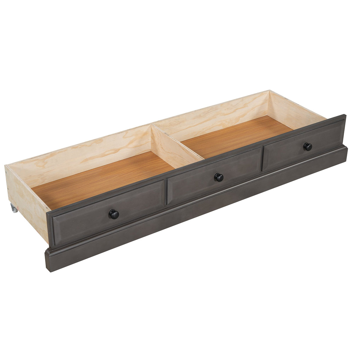 Roomfitters Full Size Solid Wood Murphy Bed Chest Cabinet, Farmhouse Wall Bed Charging Station Storage Drawer, Grey Roomfitters