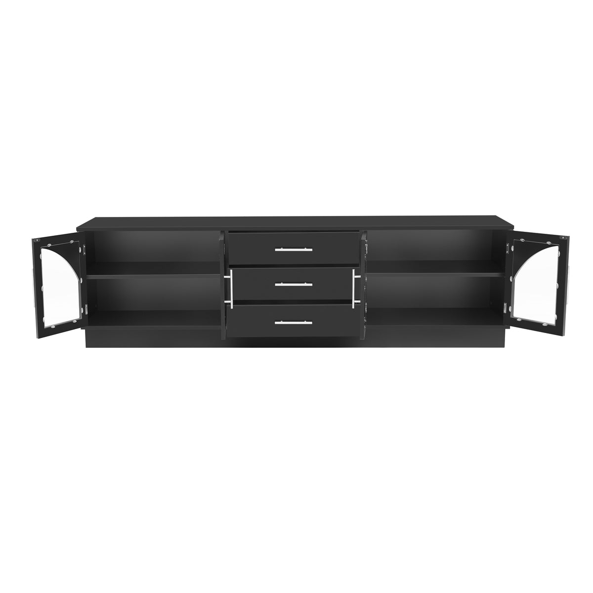 variant-group:rf-n724p284467b|Roomfitters Modern Minimalist TV Stand for up to 75 Inch TV, Entertainment Console Cabinet with Adjustable Shelves, Black