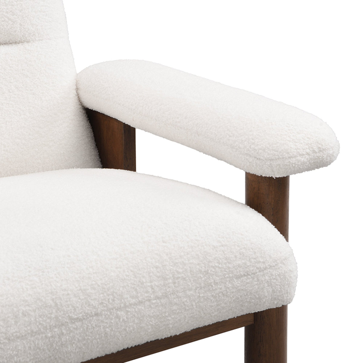 Roomfitters Mid-Century Accent Chair with Ottoman, Fabric Upholstered Armchair and Footrest Set with Wood Frame, White Roomfitters