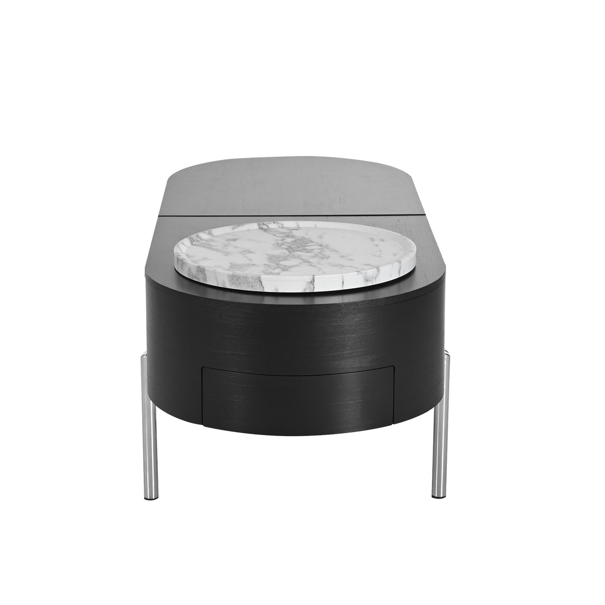 variant-group:rf-n724p228920b|Roomfitters Lift Top Oval Coffee Table with Rotating Marble Tray and Hidden Compartment, Black