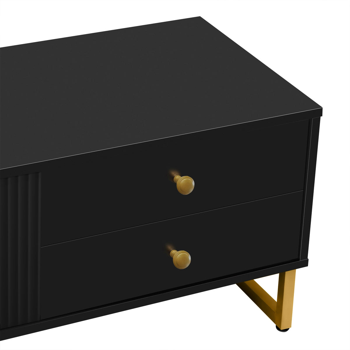 Roomfitters Modern TV Stand for 65 Inch TV and Above, Entertainment Console Cabinet with Storage Compartments, Black Roomfitters