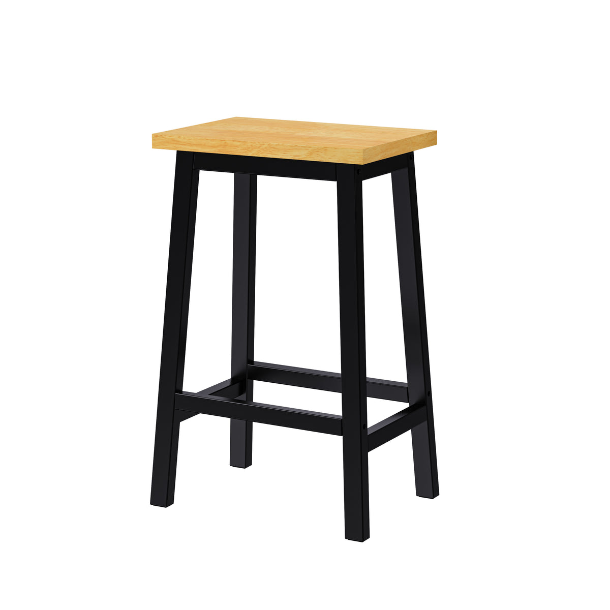 variant-group:rf-n707p185529b|Roomfitters Set of 2 Counter Height Stools, 25.6" A-Frame Solid Wood Bar Stools with Contoured Wood Seat & Footrest, Black