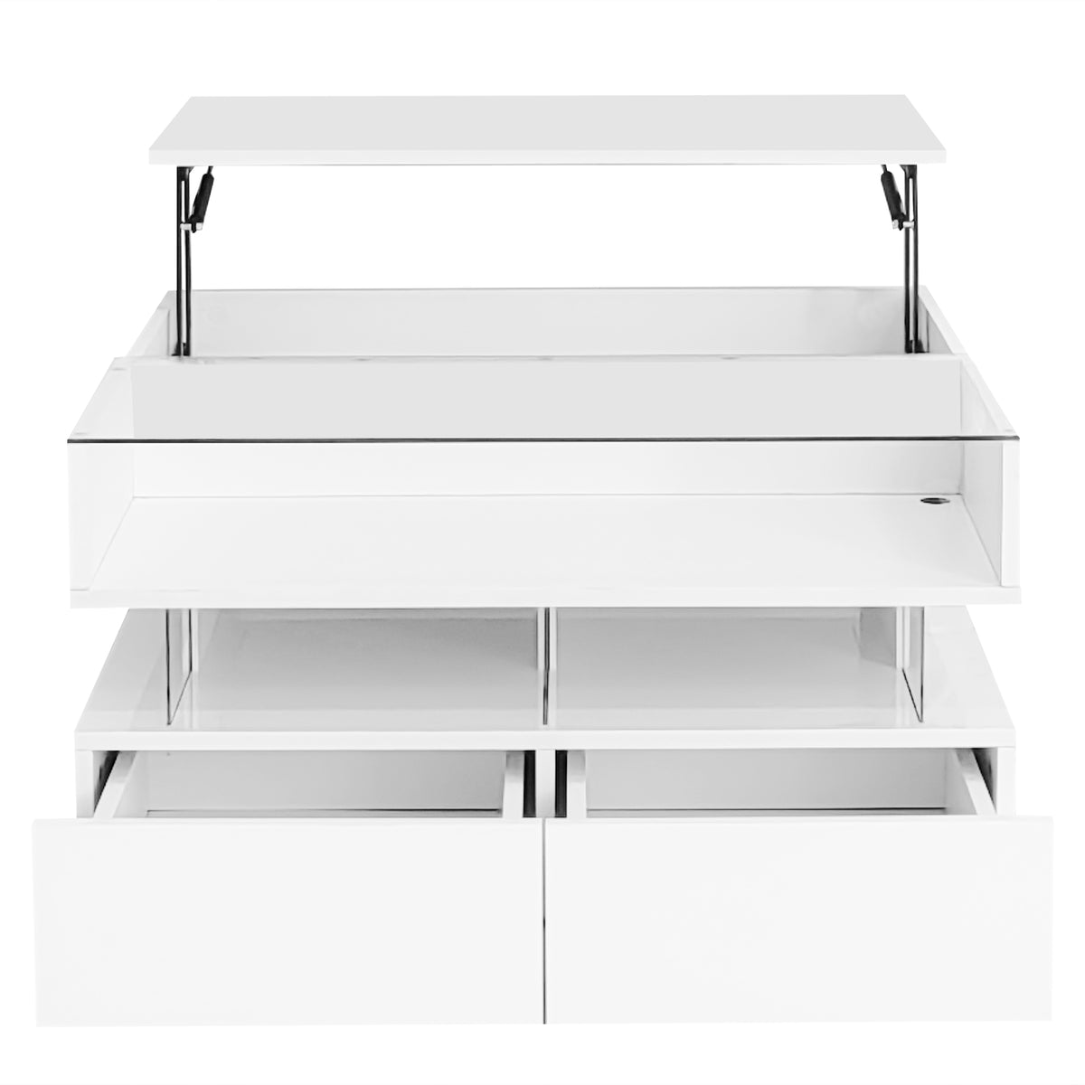 variant-group:rf-n724p290043k|Roomfitters Lift-Top Square Coffee Table with Glass Surface, Hidden Storage, High Gloss Finish, White