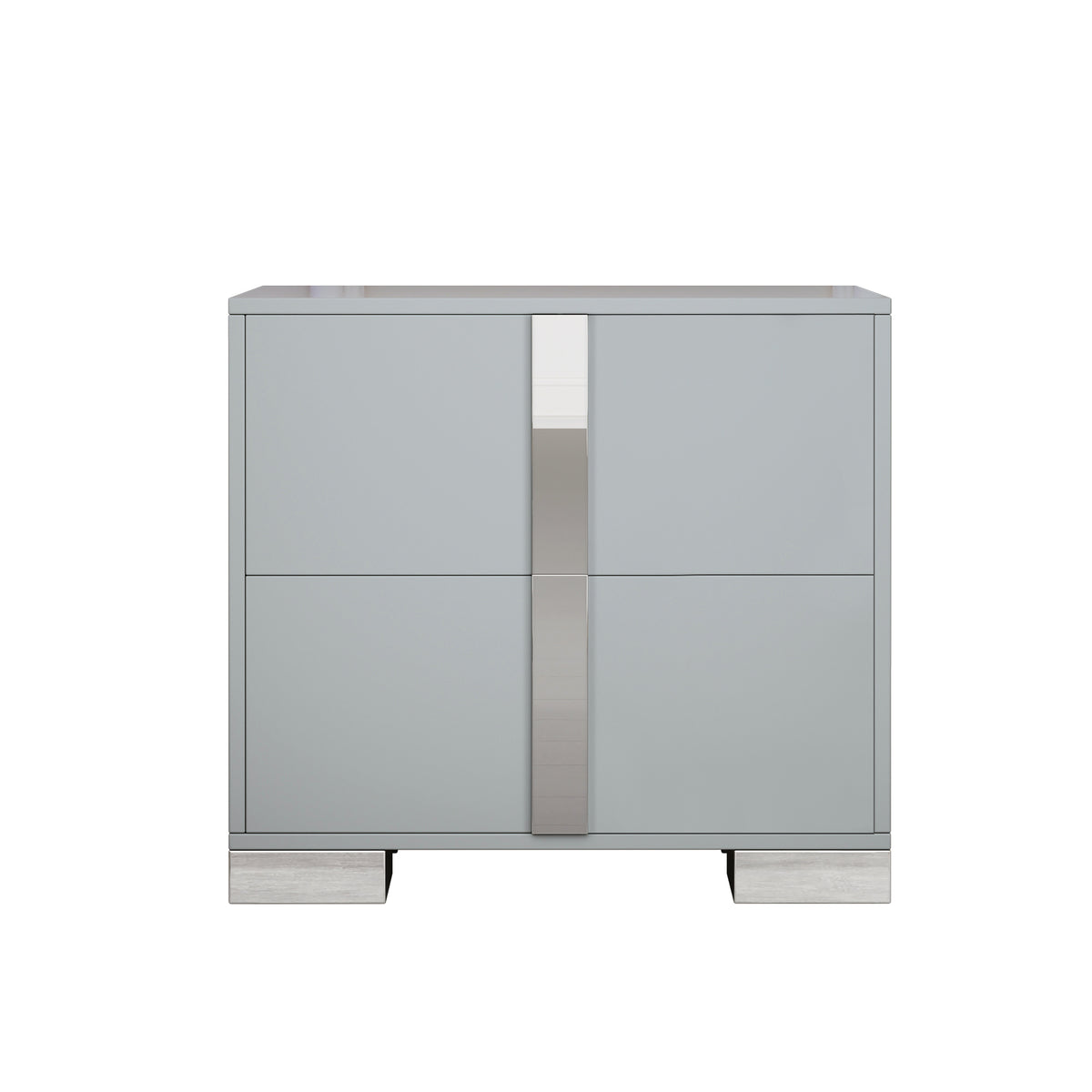 variant-group:rf-n733p307938g|Roomfitters Elegant Mirrored Nightstand with 2 Drawers and Metal Handle, Bedside Table for Bedroom or Living Room, Gray
