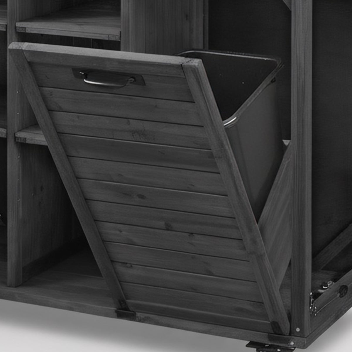variant-group:rf-n707p370276b|Roomfitters 78.3" Outdoor Kitchen Island with Foldable Grill Table, Stainless Steel Top & Tilt Trash Can Storage, Black