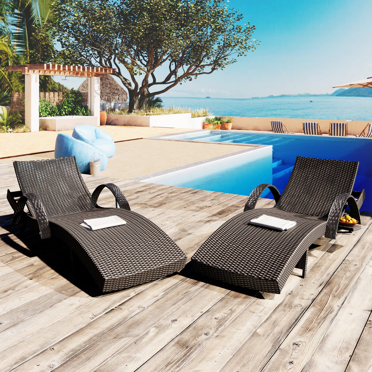 variant-group:rf-n707wf321204aad|Roomfitters 80" Outdoor Wicker Chaise Lounge Chairs, Set of 2, Reclining Patio Chairs with Pull-Out Table, Dark Brown