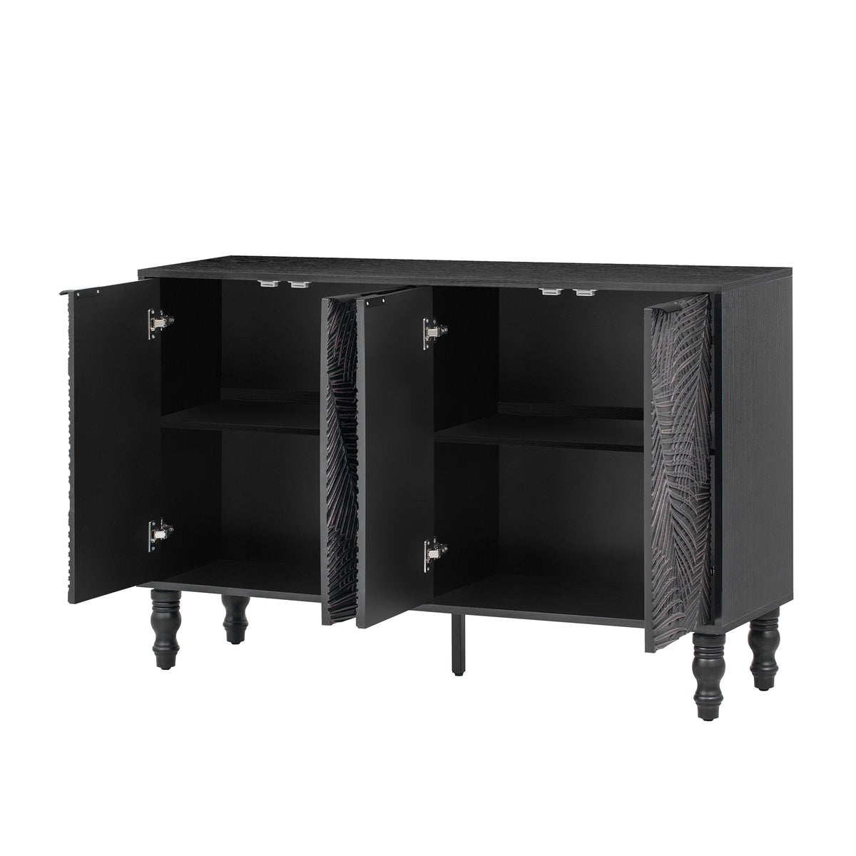 variant-group:rf-n724p233372b|Roomfitters Modern TV Stand for up to 43 Inch TV, Entertainment Console with Storage Compartments and Wood Legs, Black