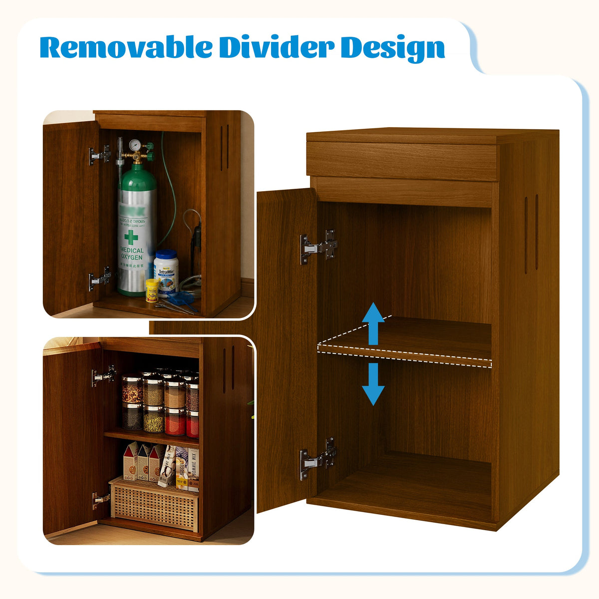 Roomfitters 10-15 Gallon Small Fish Tank Stand with Storage Cabinet and Side Power Outlets Walnut Brown Roomfitters