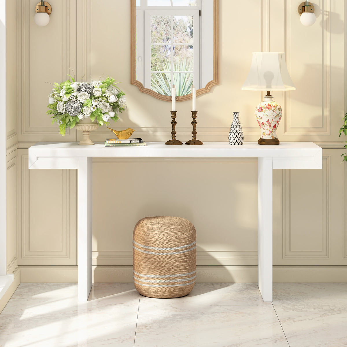 variant-group:rf-n711p303209k|Roomfitters 60" Modern Minimalist Console Table, Slim Entryway Sofa Table for Hallway and Living Room Decor, White