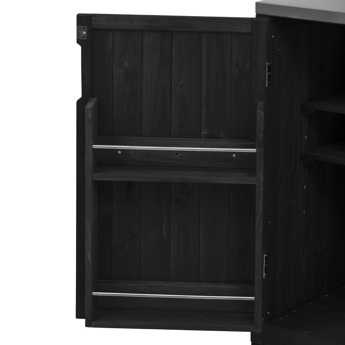 Roomfitters 66.5" Outdoor Grill Cart for Large Big Green Egg & Kamado Joe, Kitchen Island with Stainless Steel Top, Black