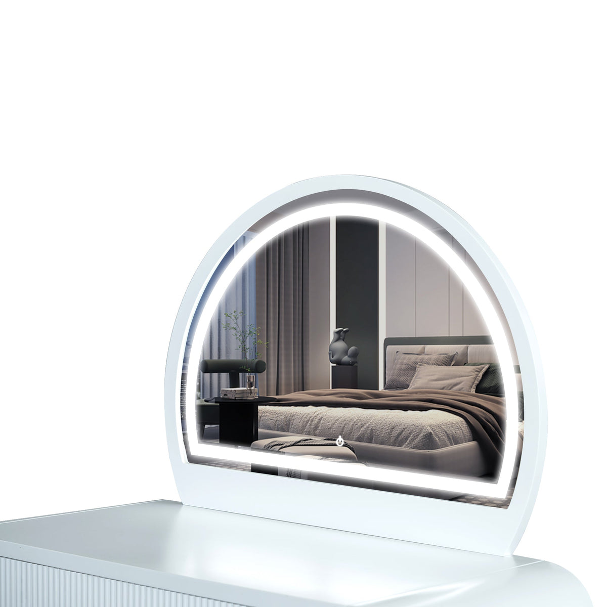 Roomfitters 39" Makeup Vanity Table with Mirror Touch Screen Lighted Mirror, Dressing Table with Drawer for Bedroom, White Roomfitters