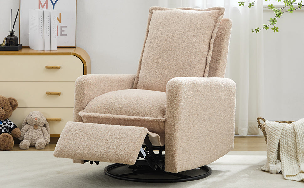 variant-group:rf-n701p348238o|Roomfitters Swivel Rocker Recliner Chair, Glider Rocking Armchair, Teddy Fleece Nursery Reclining Lounge Accent Chair, Oatmeal