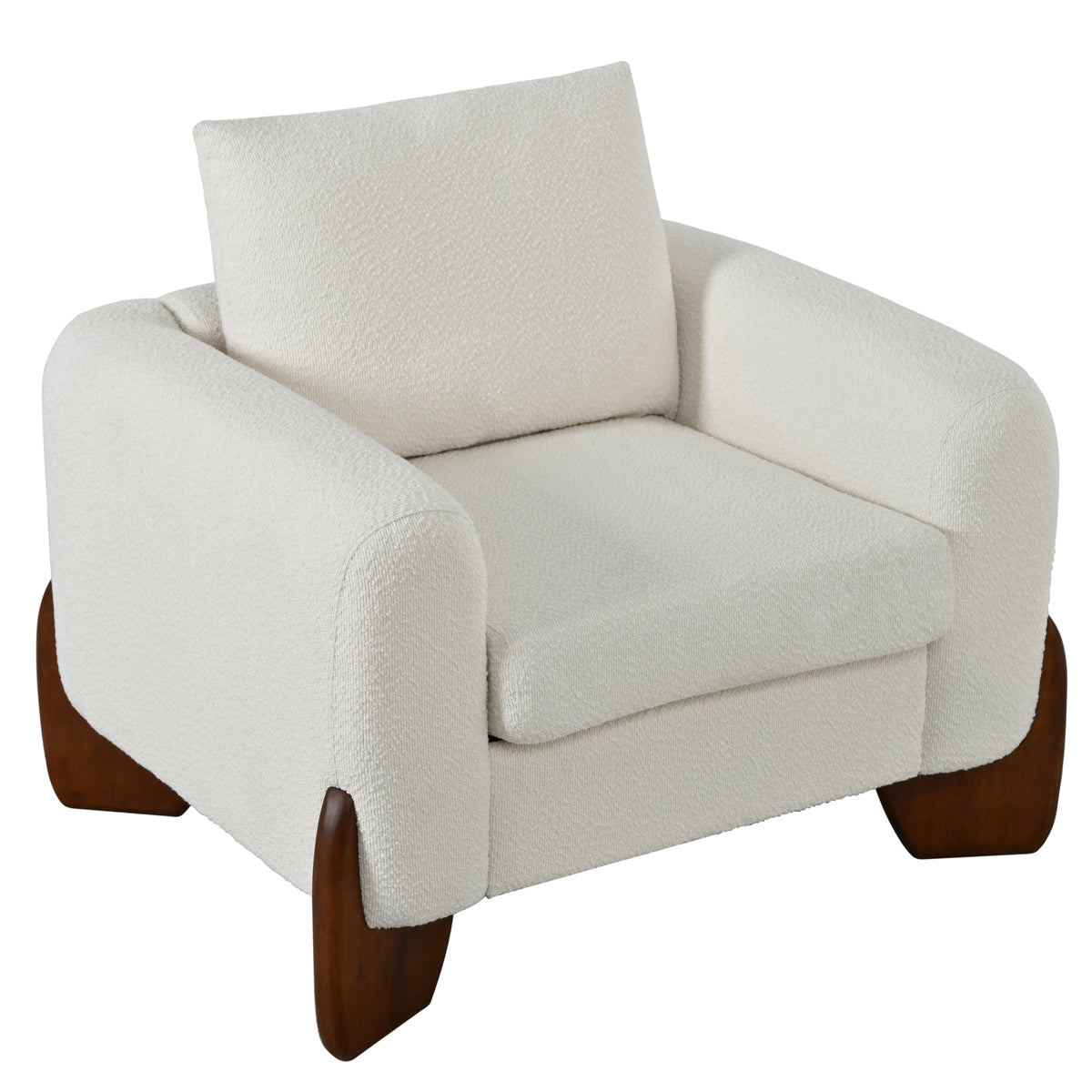 variant-group:rf-n711wy000479aaa|Roomfitters Modern 3-Piece Living Room Sofa Set, Bouclé Fabric Loveseat and 2 Armchairs Pack, Beige Pinewood Lounge