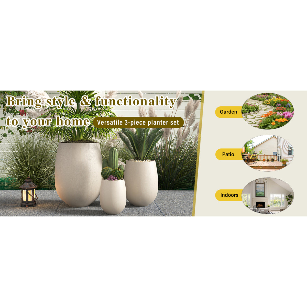 variant-group:rf-n711p406658e|Roomfitters Lightweight Round MGO Planter Set, 3-Piece Graduated Outdoor Flower Pots, Light Beige Weather-Resistant