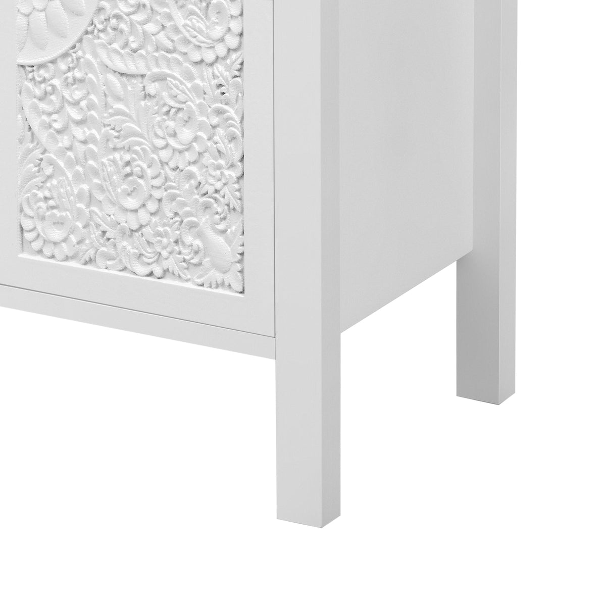 Roomfitters Retro TV Stand for up to 43 Inch TV, Media Console with Glass Cabinet Doors and Anti-Tip Safety Feature, White Roomfitters