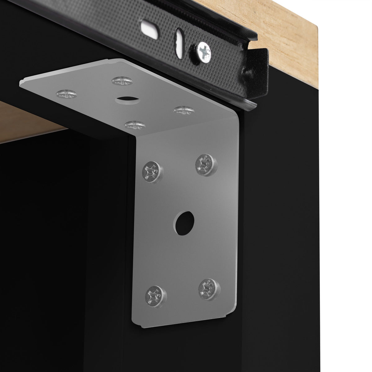 Roomfitters 47" Kitchen Island with Slide-Out Dining Table, Mobile Cart with Built-in Outlets, Internal Racks, Black