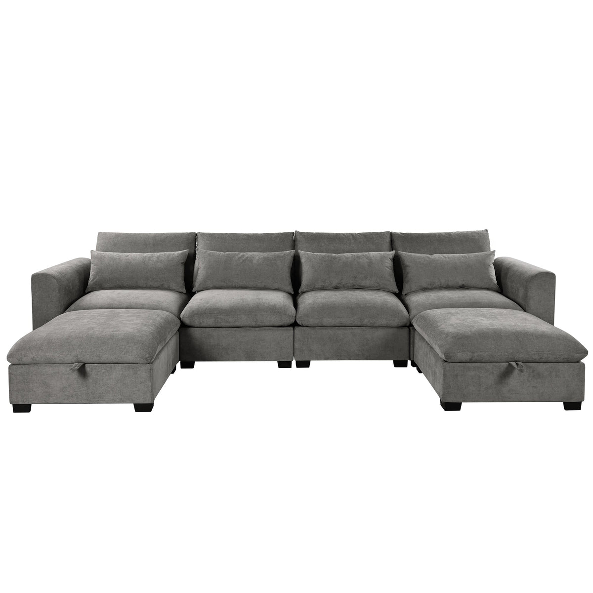 Roomfitters U-Shaped Modular Corner Sofa with Two Ottomans, Freely Transformable for Living Rooms, Studies, Home Theaters, Gray Roomfitters