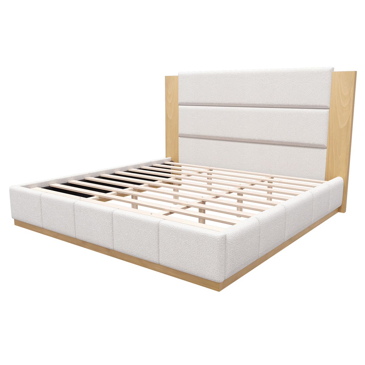 variant-group:rf-n701bs701p388105k|Roomfitters King Size Upholstered Platform Bed Frame, Extended Wood Headboard Velvet Bed, No Box Spring Needed, White
