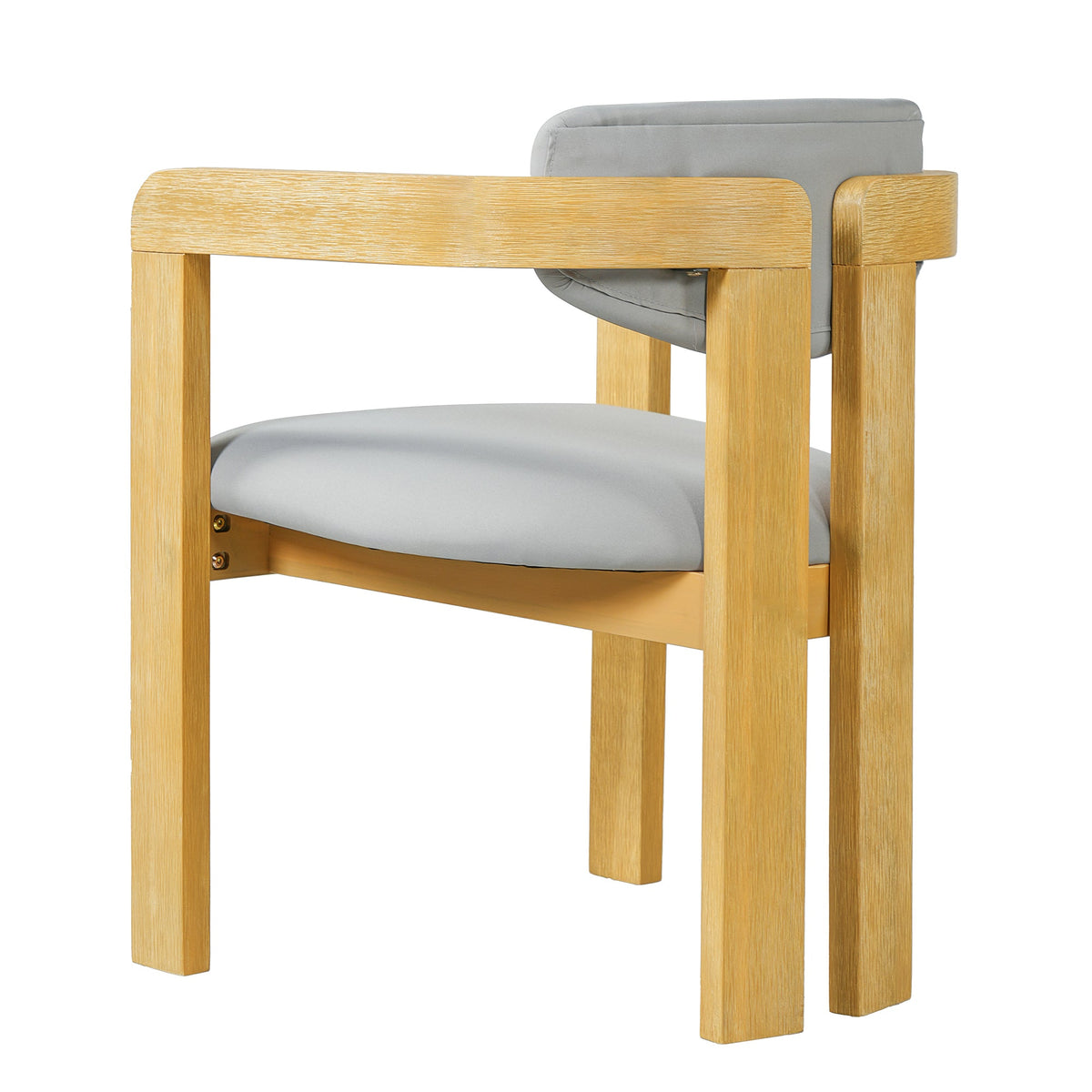 Roomfitters Set of 2 Outdoor Acacia Wood Dining Chairs with Fixed Ergonomic Wraparound Backrest Gray Cushions Roomfitters