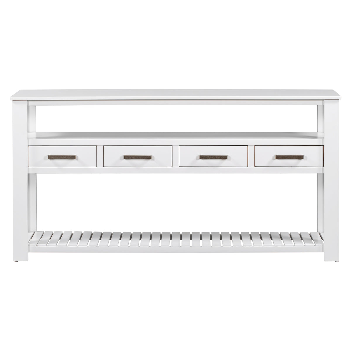 variant-group:rf-n711p410406k|Roomfitters 61.5" Entryway Table with 4 Drawers, 3-Tier Console Sofa Table with Open Shelves for Hallway, White