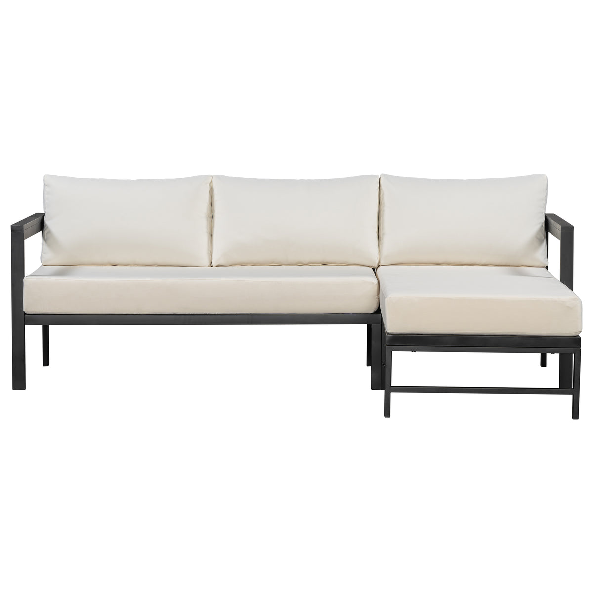 variant-group:rf-n711wy000480aaa|Roomfitters Modern L-Shaped Outdoor Sectional Sofa, 3-Seater Patio Conversation Couch, Beige Cushions, Iron Frame