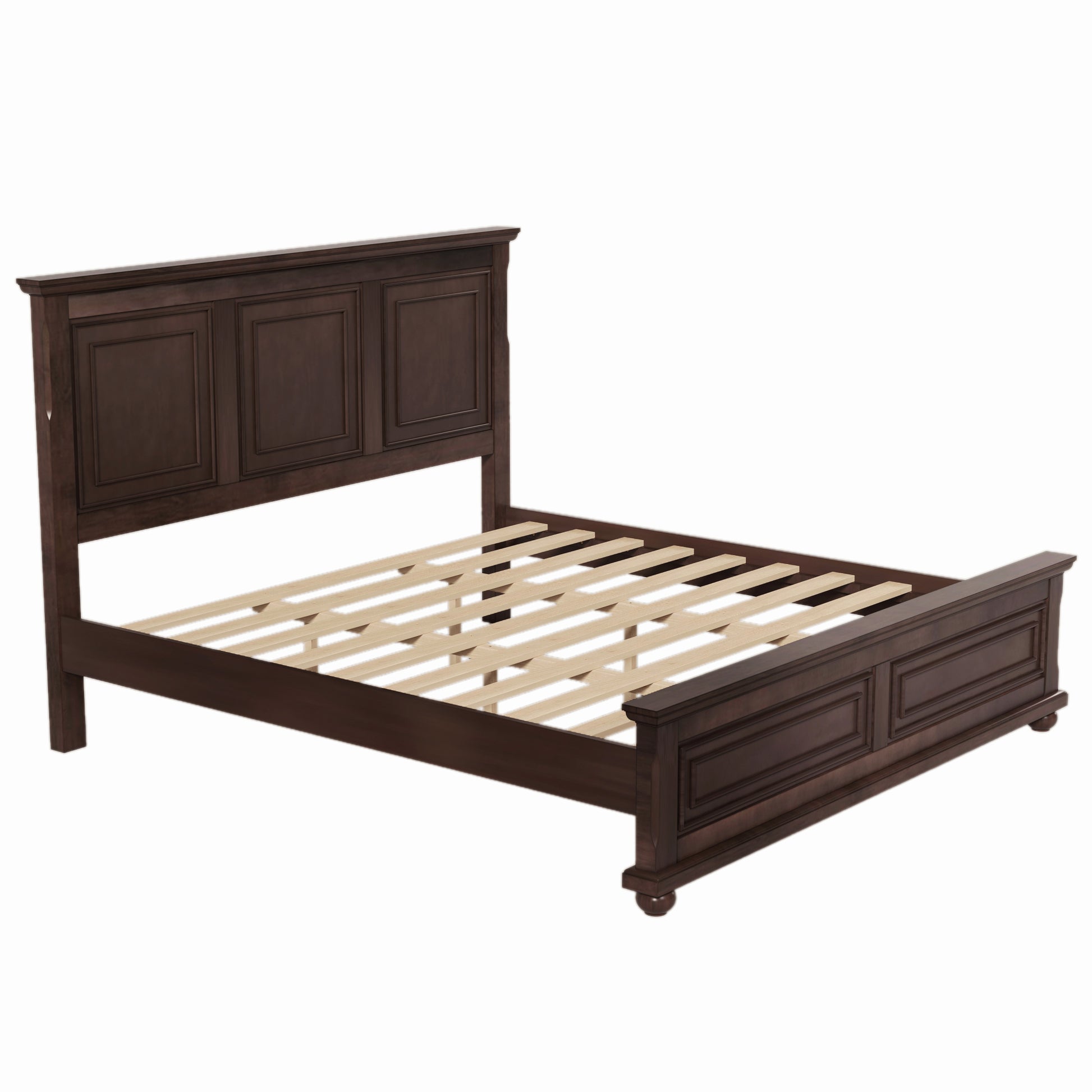 variant-group:rf-n701bs701p422951d|Roomfitters King Size Bed Frame with Paneled Headboard and Footboard, Traditional Wooden Platform Bed Frame, Brown