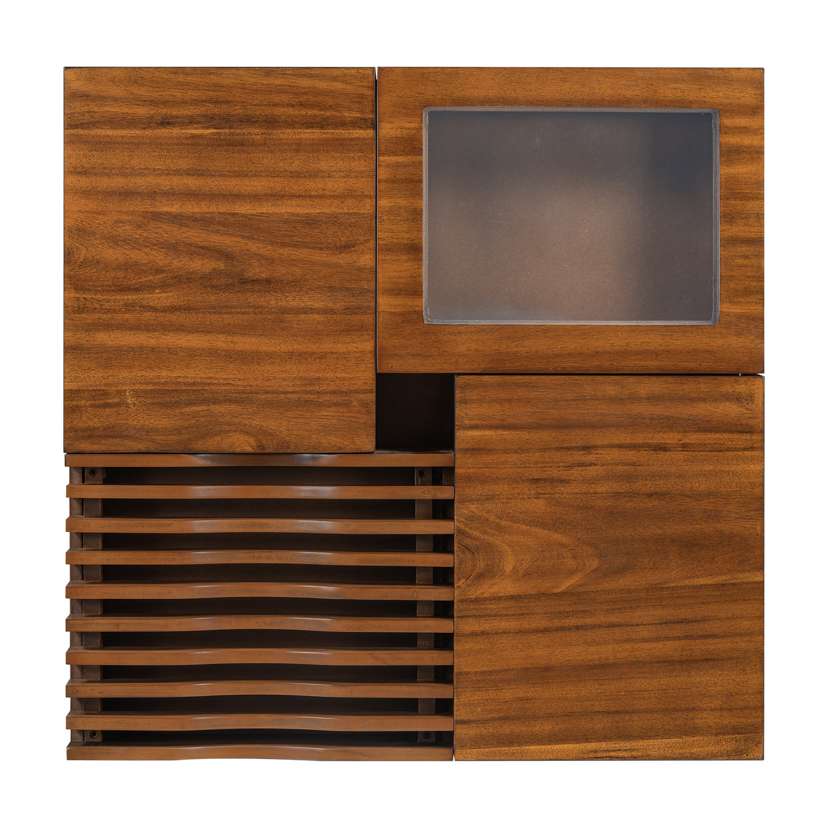 variant-group:rf-n724p270432d|Roomfitters Square Mid-Century Coffee Table with Glass Top and 3 Storage Compartments, Solid Wood Legs, Brown