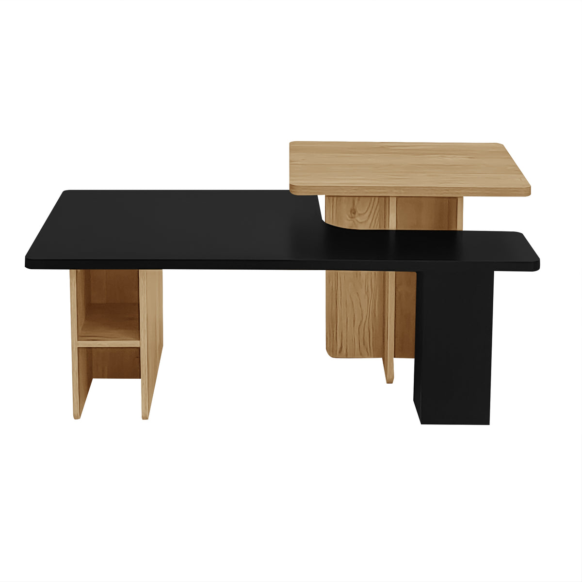 variant-group:rf-n724p294661b|Roomfitters Farmhouse Nesting Coffee Table Set of 2, Rectangle Wood Finish Accent Tables for Living Room and Sofa Side, Black
