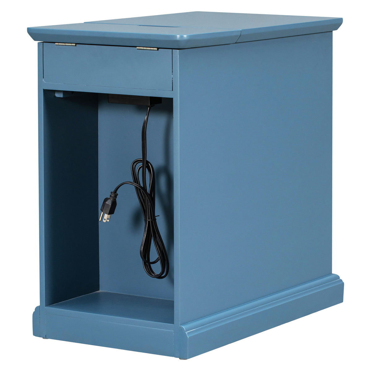 variant-group:rf-n724p185778m|Roomfitters Vintage End Table with USB Ports, Cup Holders and Multifunctional Storage for Living Room, Navy Blue