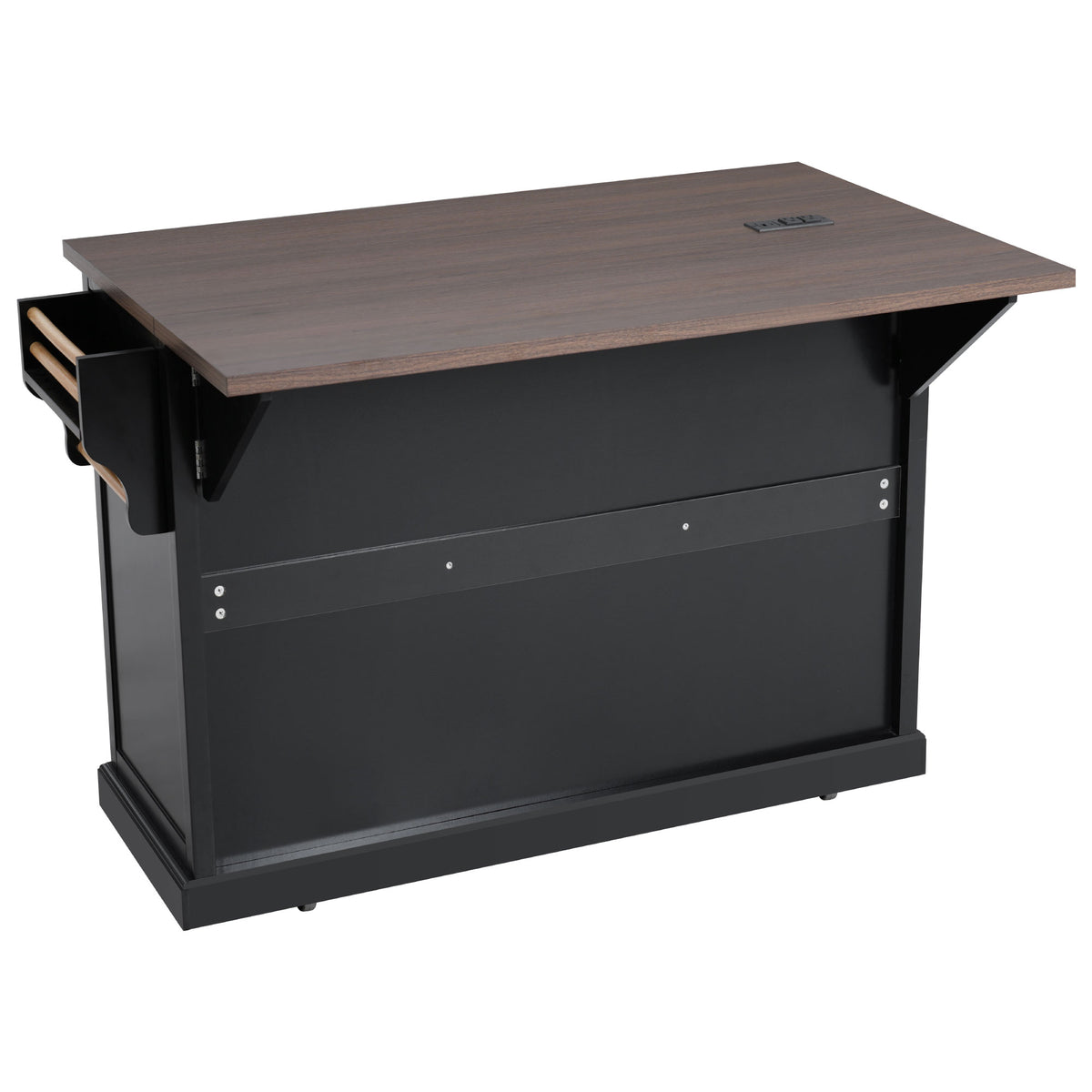 variant-group:rf-n707s300277b|Roomfitters 54.9" Kitchen Island with Drop Leaf, Rolling Kitchen Cart with Barn Door and Glass Door, Storage Cabinet, Black