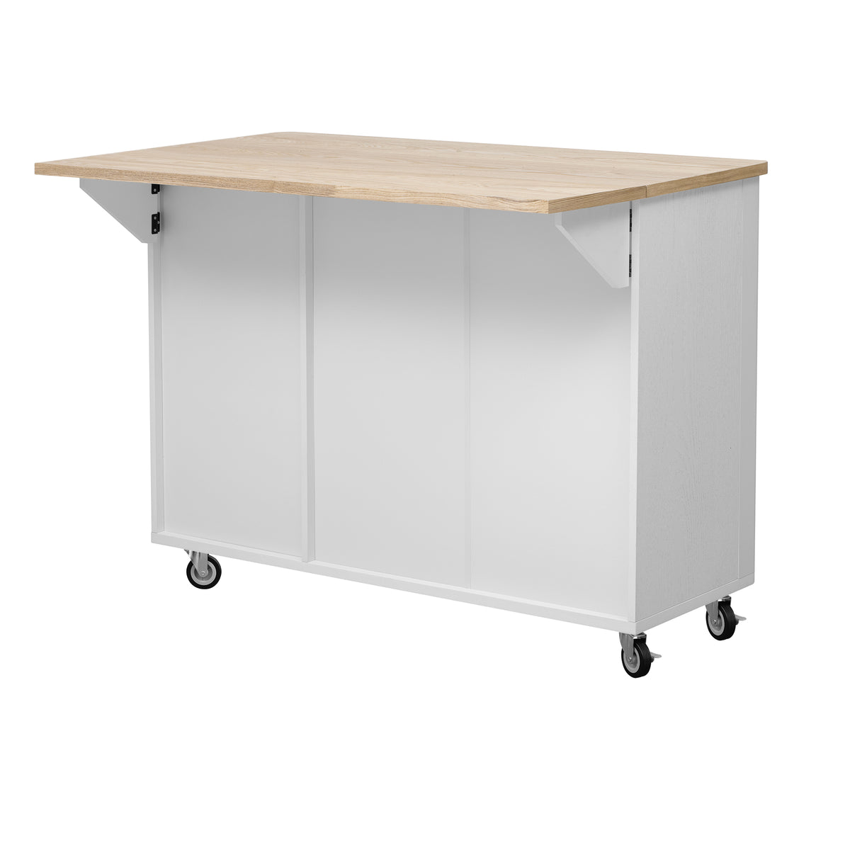 variant-group:rf-n707p221446w|Roomfitters 51" Fluted Kitchen Island with Drop Leaf, Rolling Cart with Storage Rack, Farmhouse Style, Towel Rack, White