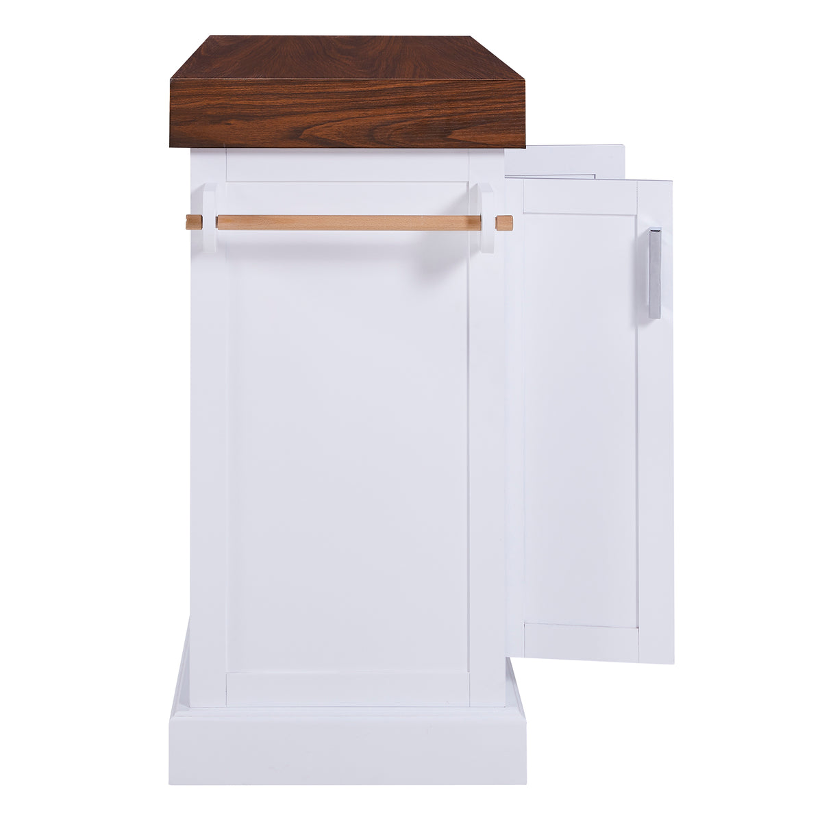 variant-group:rf-n707s000025w|Roomfitters 53" Kitchen Island with Butcher Block Top, Storage Cabinet with Drawers, Spice Rack and Towel Holder, White