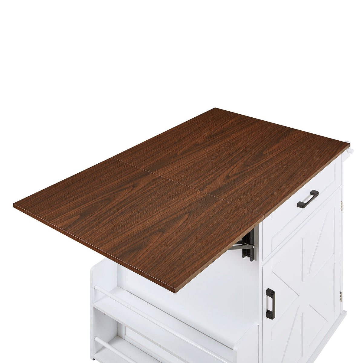 variant-group:rf-n707p404539w|Roomfitters 39.3" Kitchen Island with Drop Leaf, Rolling Kitchen Cart with Storage Drawer and Spice Rack, Modern Style, White