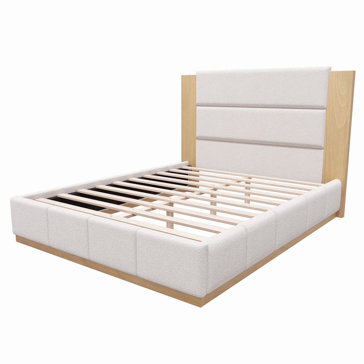 variant-group:rf-n701bs701p388103k|Roomfitters Queen Size Upholstered Platform Bed Frame, Extended Wood Headboard Velvet Bed, No Box Spring Needed, White