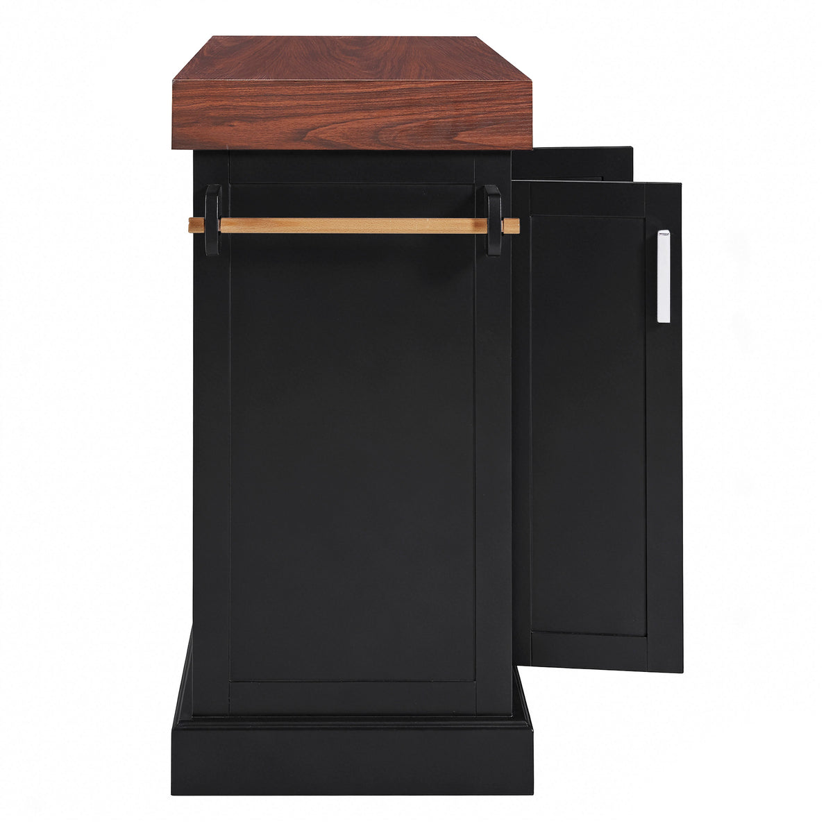 variant-group:rf-n707s000025b|Roomfitters 53" Kitchen Island with Butcher Block Top, Storage Cabinet with Drawers, Spice Rack and Towel Holder, Black