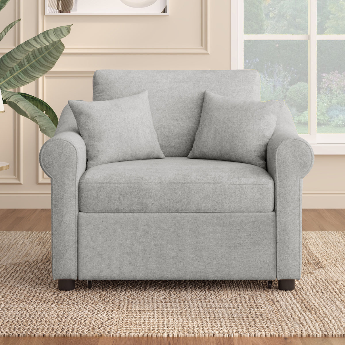 variant-group:rf-n701bs701p468429e|Roomfitters Chenille Convertible Sleeper Chair, 3 in 1 Single Sofa Bed Lounger, Adjustable Backrest Pull Out Bed, Gray