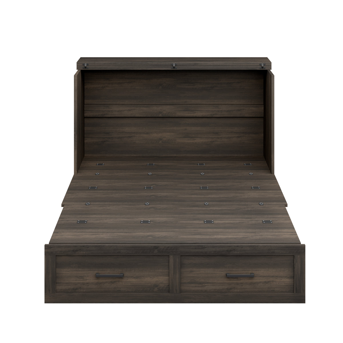 variant-group:rf-n733s237853g|Roomfitters Full Size Farmhouse Murphy Cabinet Bed with Charging Station, Foldable Platform Bed with Large Storage for Guest Room, Small Bedroom, Rustic Gray
