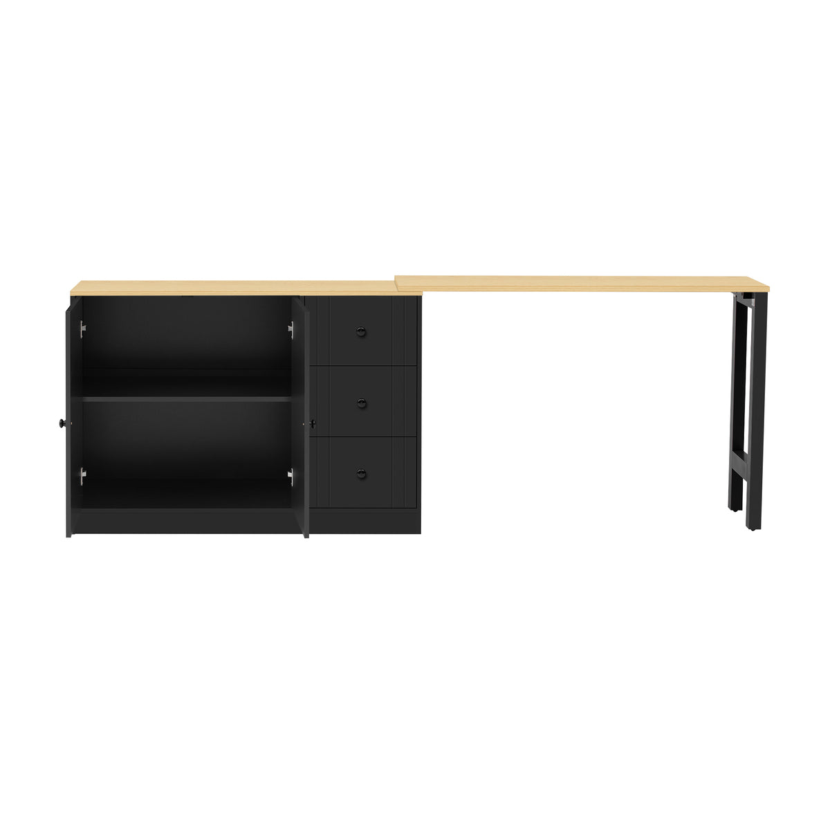 variant-group:rf-n711p334768o|Roomfitters Extendable Sideboard Buffet Cabinet with Storage, Multifunctional Console Table for Dining Room, Black+Natural