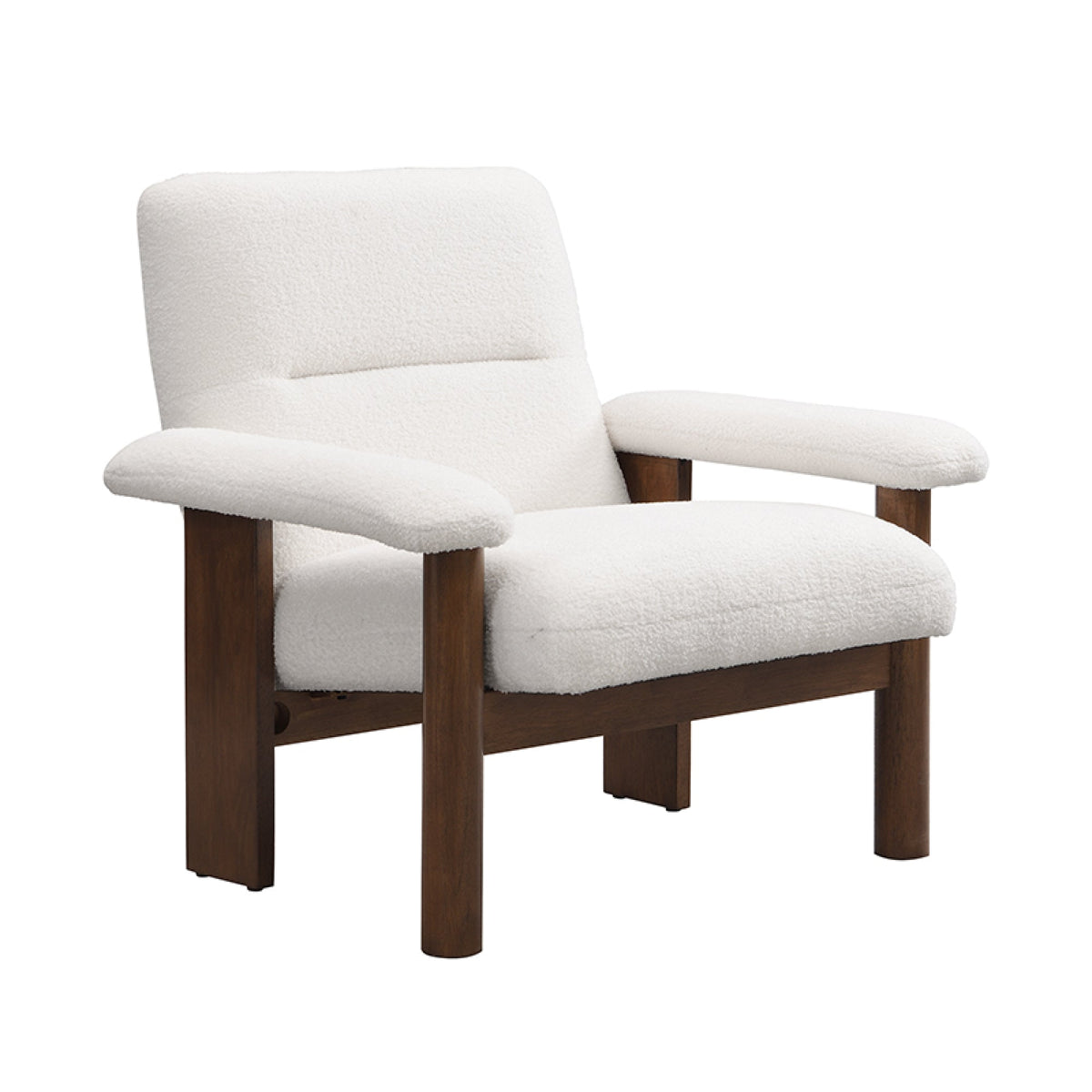 Roomfitters Mid-Century Accent Chair with Ottoman, Fabric Upholstered Armchair and Footrest Set with Wood Frame, White Roomfitters
